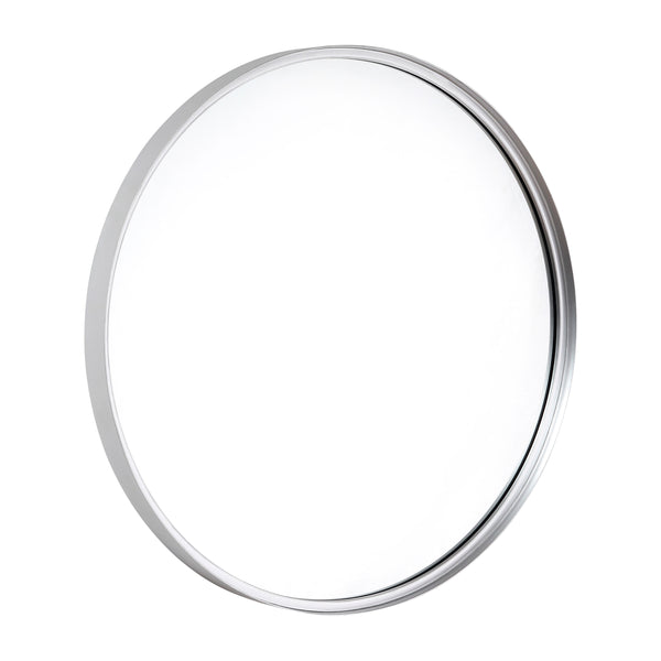 Silver,27.5" Round |#| 27.5" Round Accent Wall Mirror with Silver Backed Glass and Silver Metal Frame