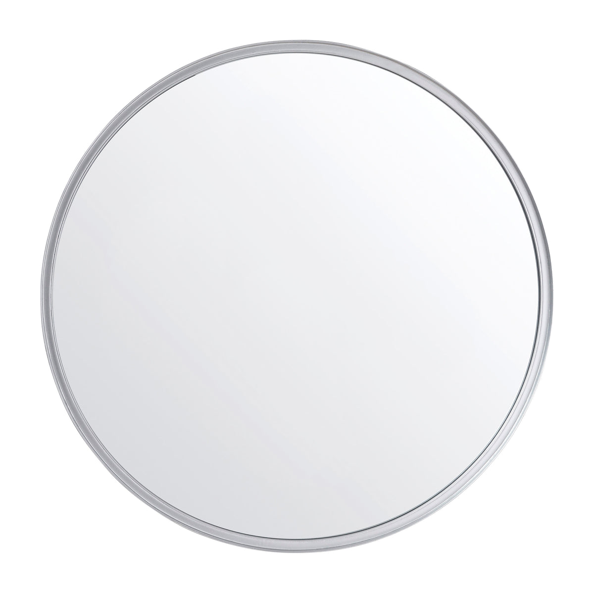 Silver,27.5" Round |#| 27.5" Round Accent Wall Mirror with Silver Backed Glass and Silver Metal Frame