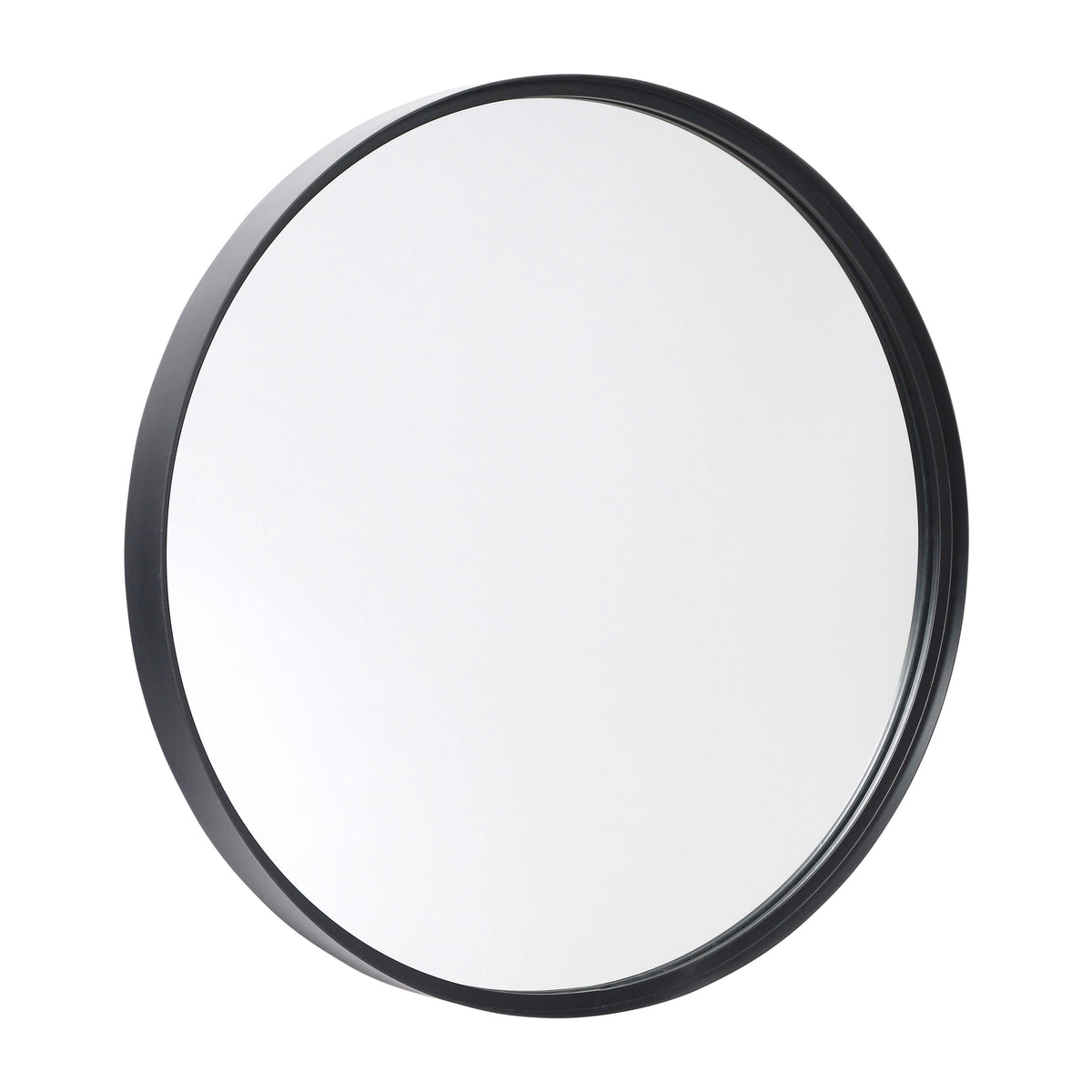 Black,30" Round |#| 30" Round Accent Wall Mirror with Silver Backed Glass and Black Metal Frame