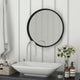 Black,30" Round |#| 30" Round Accent Wall Mirror with Silver Backed Glass and Black Metal Frame