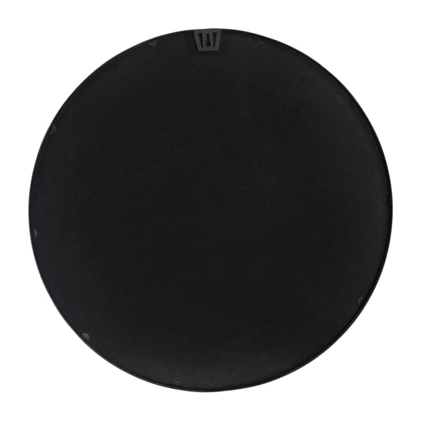 Black,30" Round |#| 30" Round Accent Wall Mirror with Silver Backed Glass and Black Metal Frame