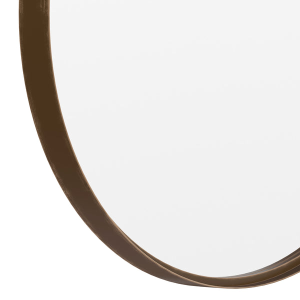 Brushed Bronze,27.5" Round |#| Wall Mount 27.5" Shatterproof Round Accent Wall Mirror with Bronze Metal Frame