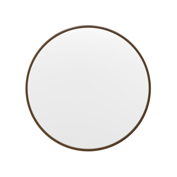 Brushed Bronze,27.5" Round |#| Wall Mount 27.5" Shatterproof Round Accent Wall Mirror with Bronze Metal Frame