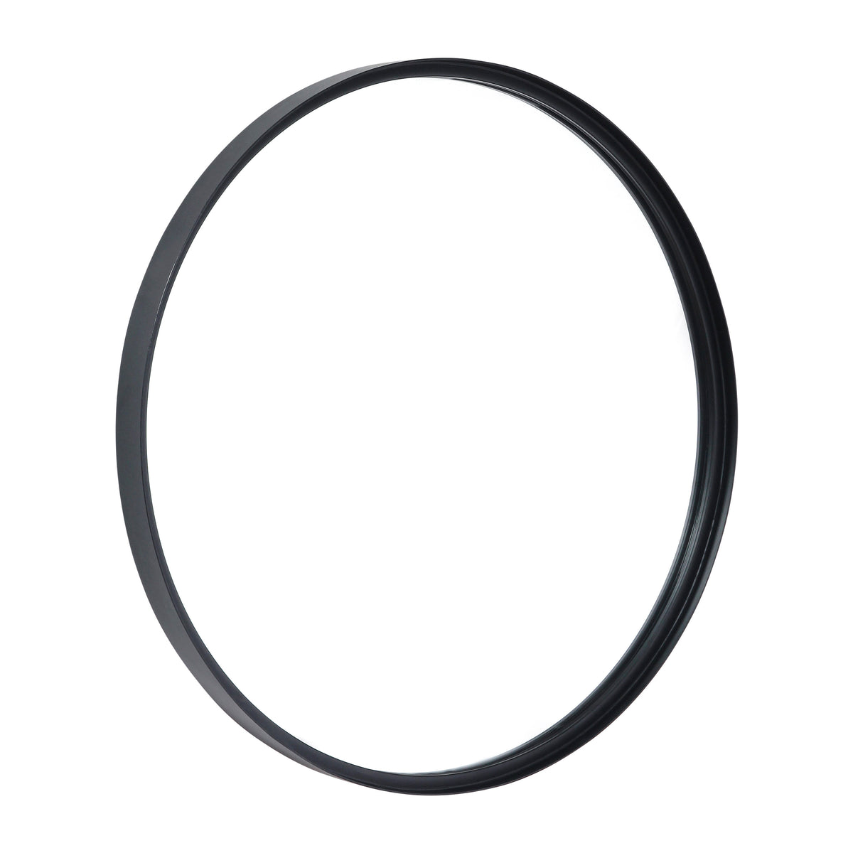 Black,24" Round |#| 24" Round Accent Wall Mirror with Silver Backed Glass and Black Metal Frame