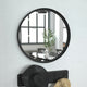 Black,24" Round |#| 24" Round Accent Wall Mirror with Silver Backed Glass and Black Metal Frame