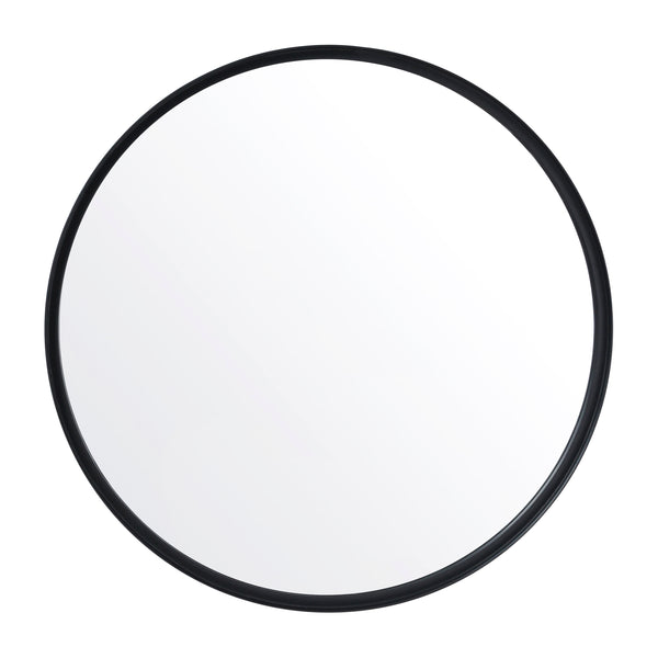 Black,24" Round |#| 24" Round Accent Wall Mirror with Silver Backed Glass and Black Metal Frame