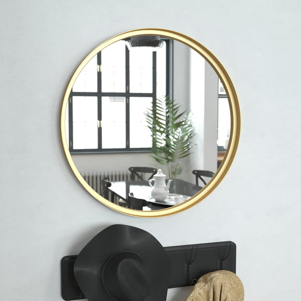 Gold,24" Round |#| 24" Round Accent Wall Mirror with Silver Backed Glass and Gold Metal Frame