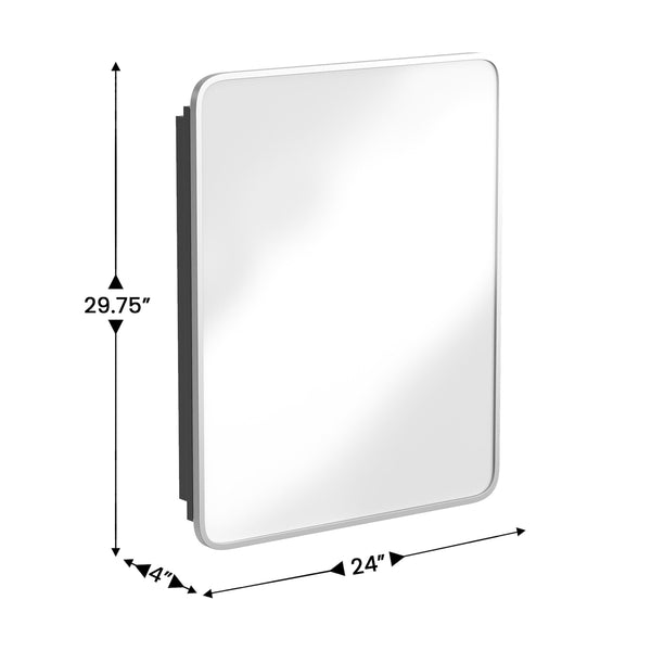 Silver |#| Recessed Bathroom Medicine Cabinet with Beveled Mirror in Silver - 24x30