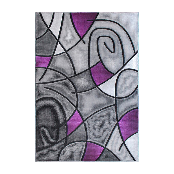 Purple,3' x 5' |#| Modern Olefin Accent Area Rug - Purple & Gray Abstract Pattern - 3' x 5'