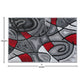 Red,2' x 3' |#| Abstract Style Design Entryway Accent Rug - Red & Gray - 2' x 3'