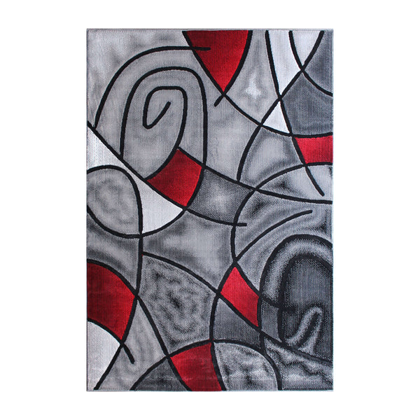 Red,5' x 7' |#| Modern Olefin Accent Area Rug - Red & Gray Abstract Pattern - 5' x 7'