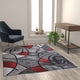 Red,5' x 7' |#| Modern Olefin Accent Area Rug - Red & Gray Abstract Pattern - 5' x 7'