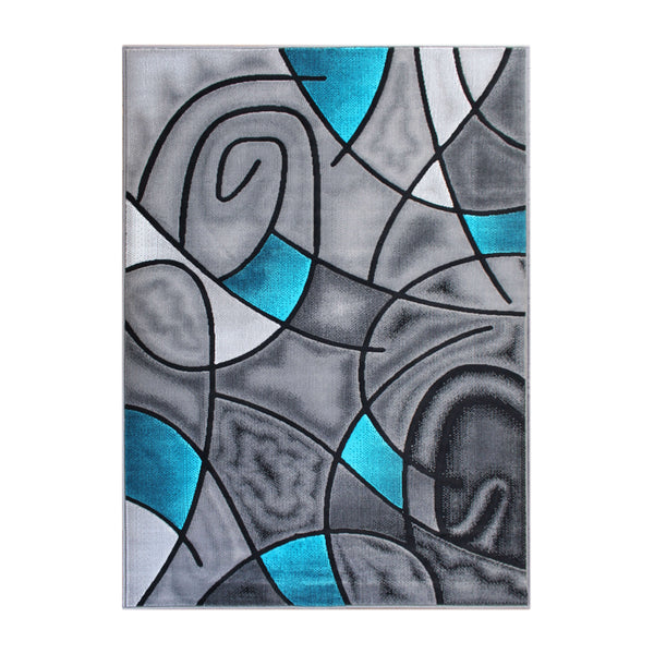Turquoise,8' x 10' |#| Modern Olefin Accent Area Rug - Turquoise & Gray Abstract Pattern - 8' x 10'