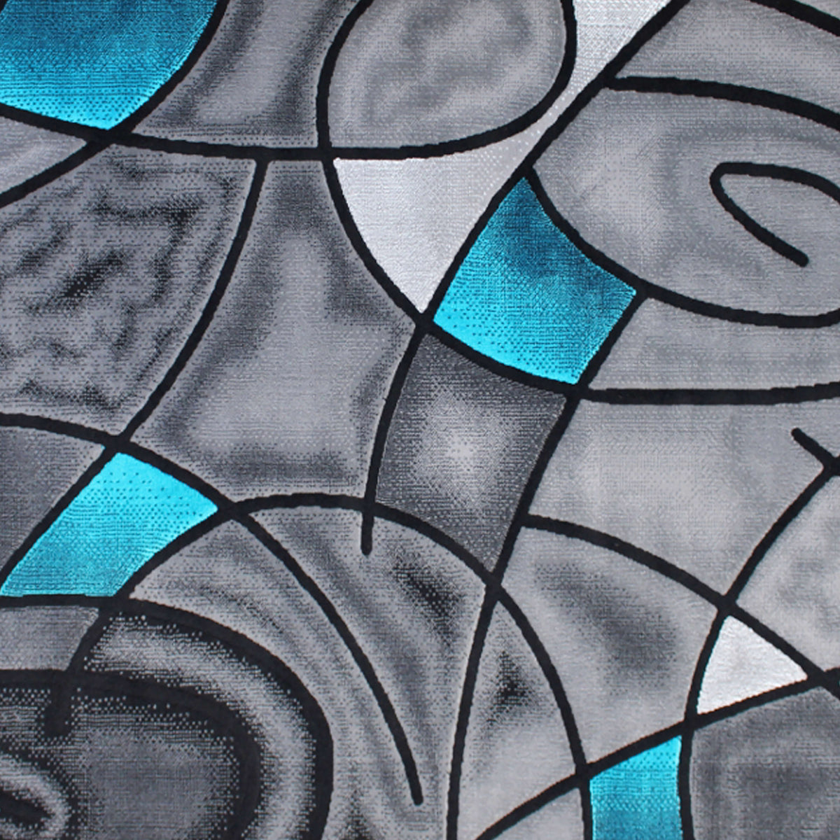 Turquoise,8' x 10' |#| Modern Olefin Accent Area Rug - Turquoise & Gray Abstract Pattern - 8' x 10'