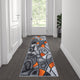 Orange,2' x 7' |#| Abstract Design Hallway Runner Accent Rug - Orange and Gray - 2' x 7'