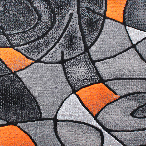 Orange,5' Round |#| Abstract Style Round Accent Area Rug with Orange and Gray Design - 5' x 5'