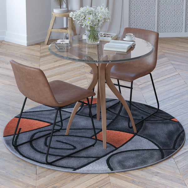 Yellow,5' x 7' |#| Modern Olefin Accent Area Rug - Yellow & Gray Abstract Pattern - 5' x 7'