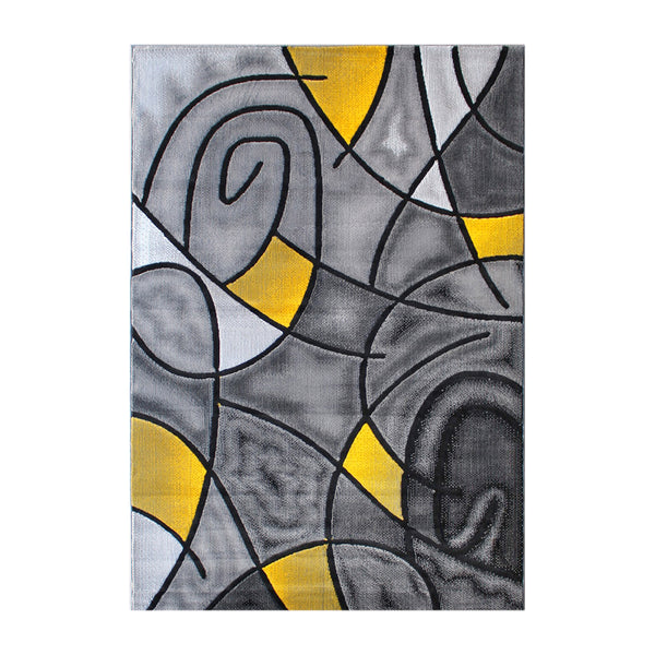 Yellow,5' x 7' |#| Modern Olefin Accent Area Rug - Yellow & Gray Abstract Pattern - 5' x 7'