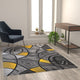 Yellow,5' x 7' |#| Modern Olefin Accent Area Rug - Yellow & Gray Abstract Pattern - 5' x 7'