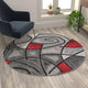 Red,5' Round |#| Abstract Style Round Accent Area Rug with Red and Gray Design - 5' x 5'