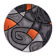 Orange,7' Round |#| Abstract Style Round Accent Area Rug with Orange and Gray Design - 7' x 7'