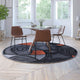 Orange,7' Round |#| Abstract Style Round Accent Area Rug with Orange and Gray Design - 7' x 7'
