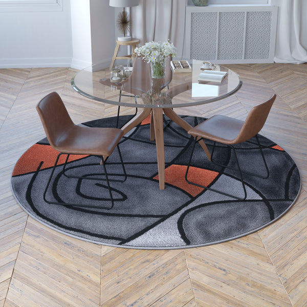 Yellow,8' x 10' |#| Modern Olefin Accent Area Rug - Yellow & Gray Abstract Pattern - 8' x 10'