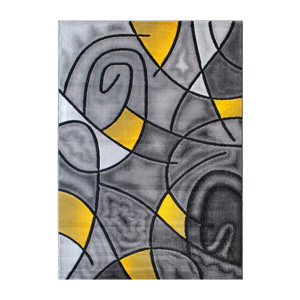 Yellow,8' x 10' |#| Modern Olefin Accent Area Rug - Yellow & Gray Abstract Pattern - 8' x 10'