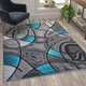 Turquoise,5' x 7' |#| Modern Olefin Accent Area Rug - Turquoise & Gray Abstract Pattern - 5' x 7'