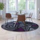 Purple,7' Round |#| Abstract Style Round Accent Area Rug with Purple and Gray Design - 7' x 7'