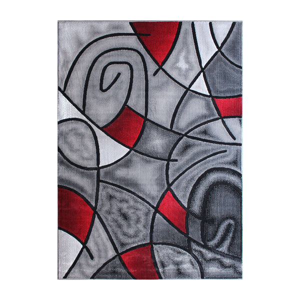 Red,6' x 9' |#| Modern Olefin Accent Area Rug - Red & Gray Abstract Pattern - 6' x 9'