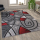 Red,6' x 9' |#| Modern Olefin Accent Area Rug - Red & Gray Abstract Pattern - 6' x 9'