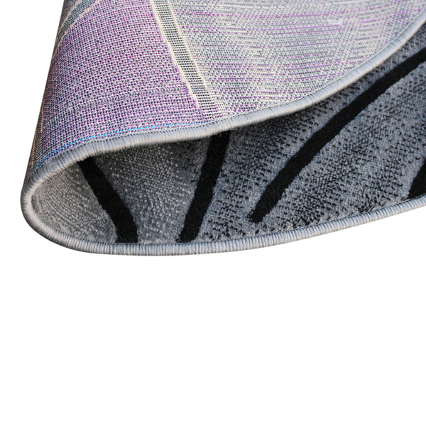 Purple,6' x 9' |#| Modern Olefin Accent Area Rug - Purple & Gray Abstract Pattern - 6' x 9'