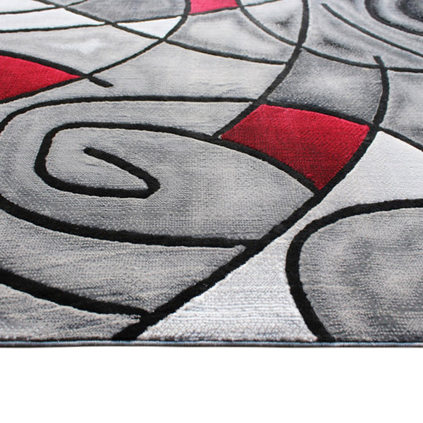 Orange,8' x 10' |#| Modern Olefin Accent Area Rug - Orange & Gray Abstract Pattern - 8' x 10'