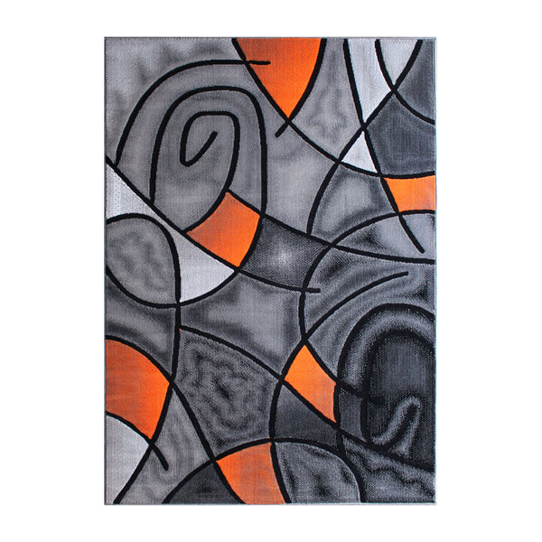 Orange,8' x 10' |#| Modern Olefin Accent Area Rug - Orange & Gray Abstract Pattern - 8' x 10'