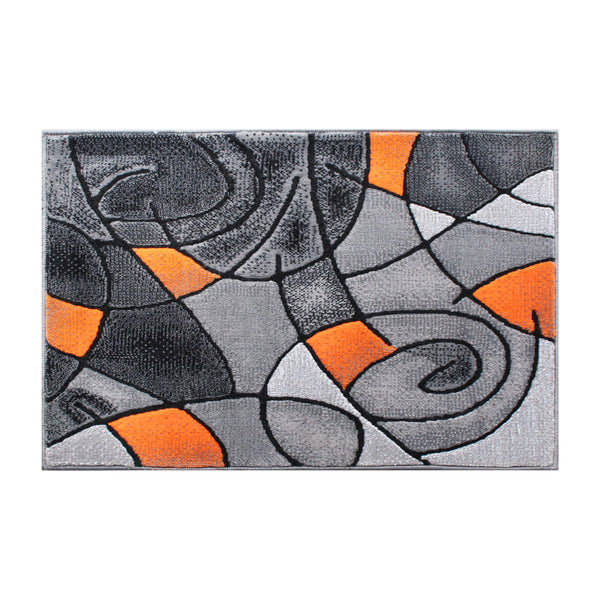 Orange,2' x 3' |#| Abstract Style Design Entryway Accent Rug - Orange & Gray - 2' x 3'