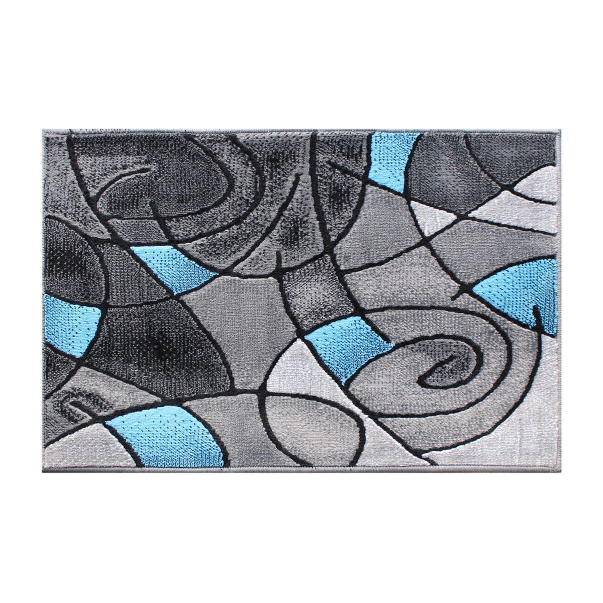 Blue,2' x 3' |#| Abstract Style Design Entryway Accent Rug - Blue & Gray - 2' x 3'