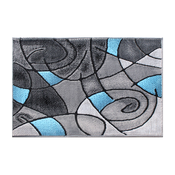 Blue,2' x 3' |#| Abstract Style Design Entryway Accent Rug - Blue & Gray - 2' x 3'