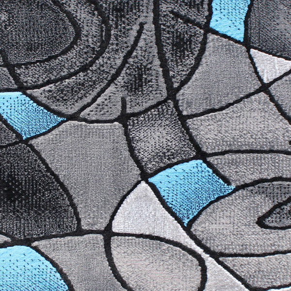 Blue,2' x 7' |#| Abstract Design Hallway Runner Accent Rug - Blue and Gray - 2' x 7'