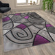 Purple,6' x 9' |#| Modern Olefin Accent Area Rug - Purple & Gray Abstract Pattern - 6' x 9'