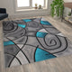 Turquoise,6' x 9' |#| Modern Olefin Accent Area Rug - Turquoise & Gray Abstract Pattern - 6' x 9'