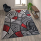 Red,8' x 10' |#| Modern Olefin Accent Area Rug - Red & Gray Abstract Pattern - 8' x 10'