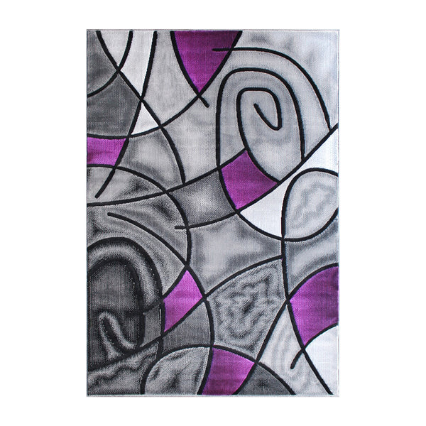Purple,8' x 10' |#| Modern Olefin Accent Area Rug - Purple & Gray Abstract Pattern - 8' x 10'