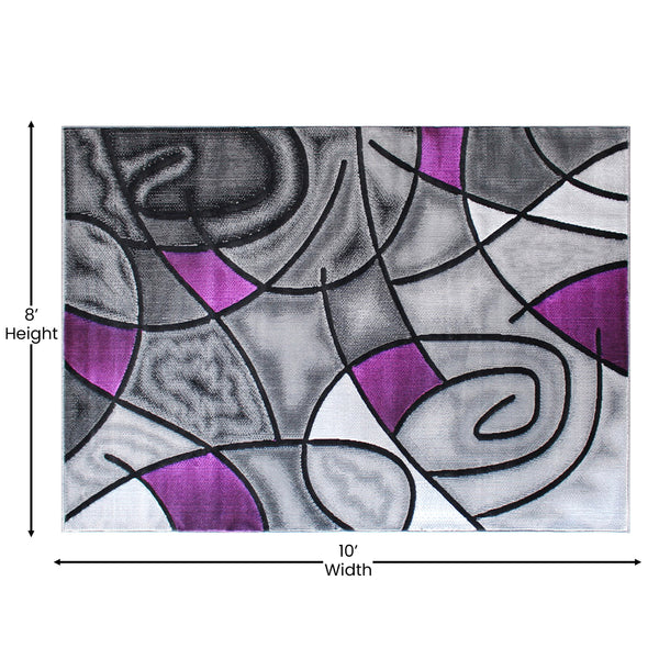 Purple,8' x 10' |#| Modern Olefin Accent Area Rug - Purple & Gray Abstract Pattern - 8' x 10'