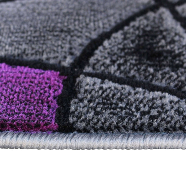 Purple,2' x 7' |#| Abstract Design Hallway Runner Accent Rug - Purple and Gray - 2' x 7'