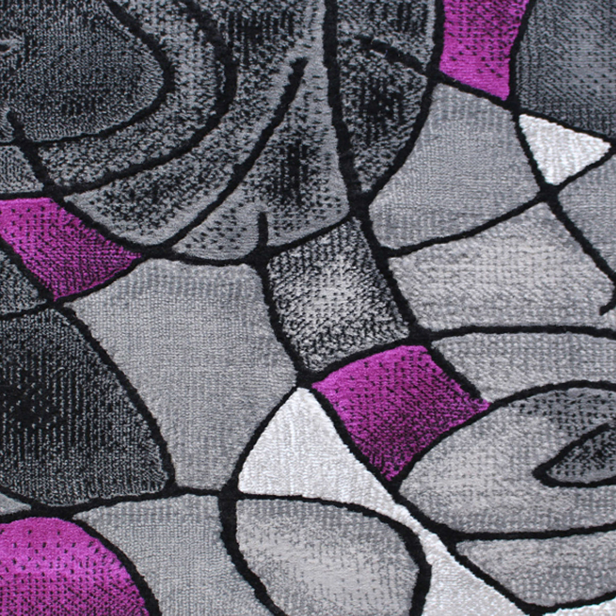 Purple,2' x 7' |#| Abstract Design Hallway Runner Accent Rug - Purple and Gray - 2' x 7'