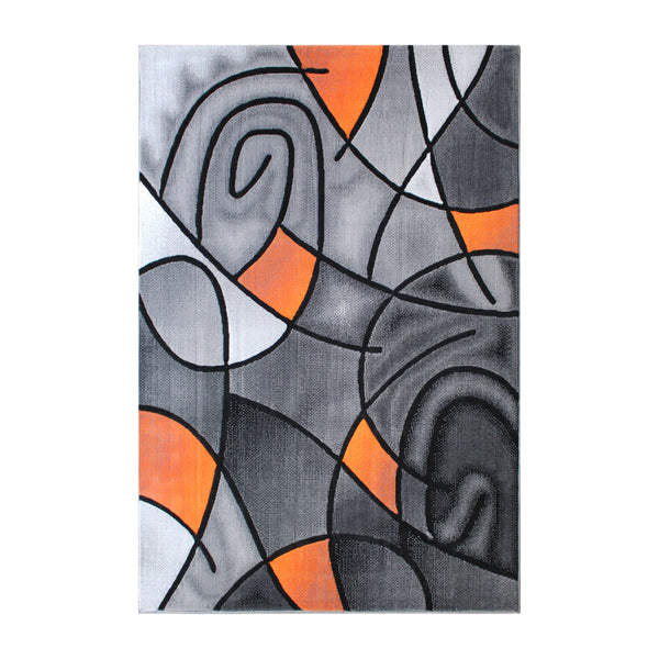 Orange,5' x 7' |#| Modern Olefin Accent Area Rug - Orange & Gray Abstract Pattern - 5' x 7'
