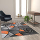 Orange,5' x 7' |#| Modern Olefin Accent Area Rug - Orange & Gray Abstract Pattern - 5' x 7'