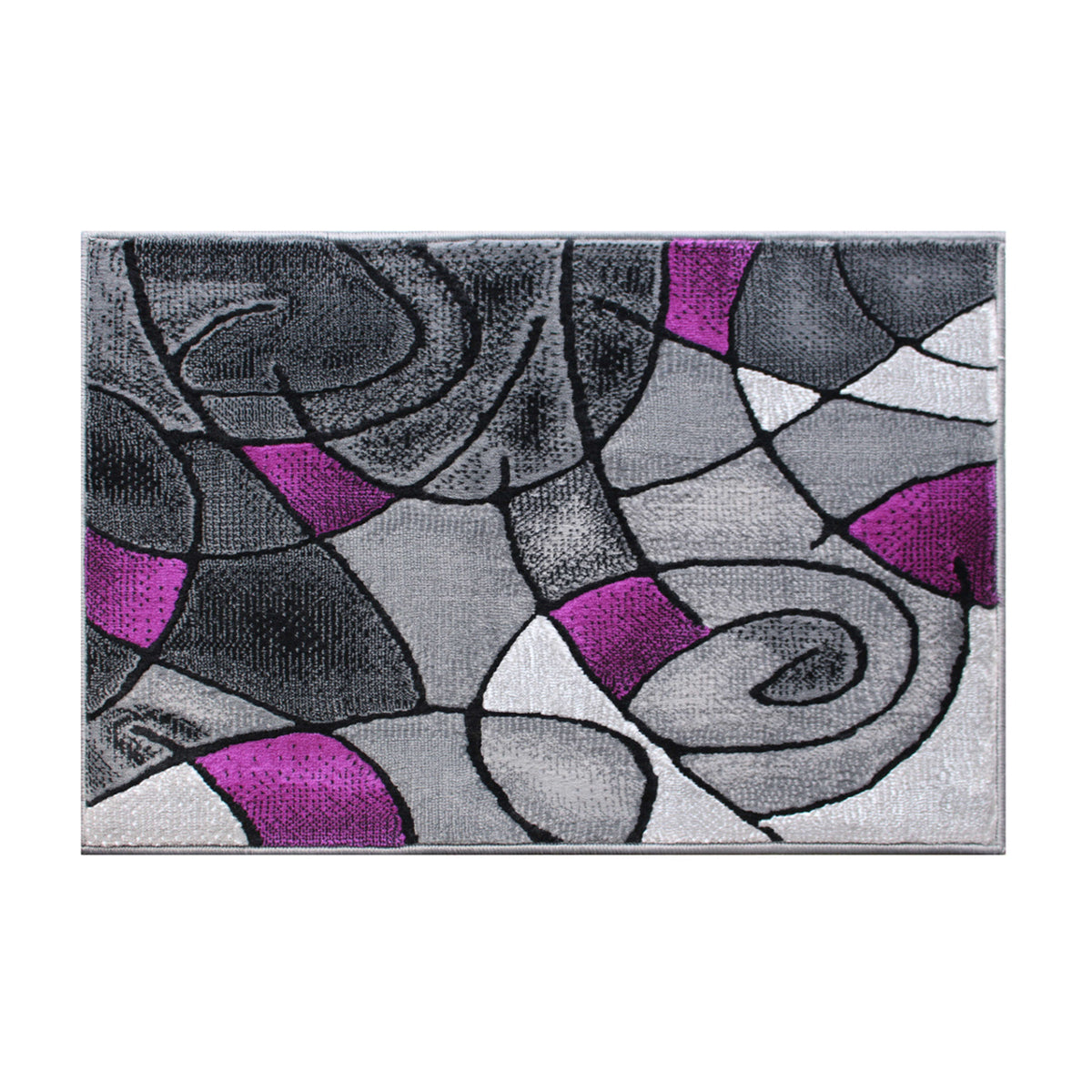 Purple,2' x 3' |#| Abstract Style Design Entryway Accent Rug - Purple & Gray - 2' x 3'