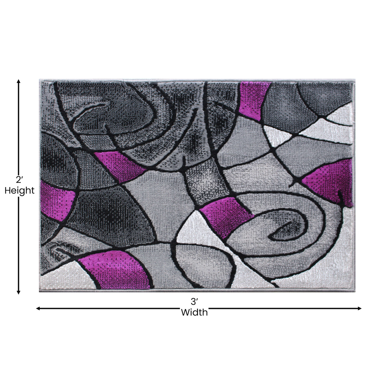 Purple,2' x 3' |#| Abstract Style Design Entryway Accent Rug - Purple & Gray - 2' x 3'